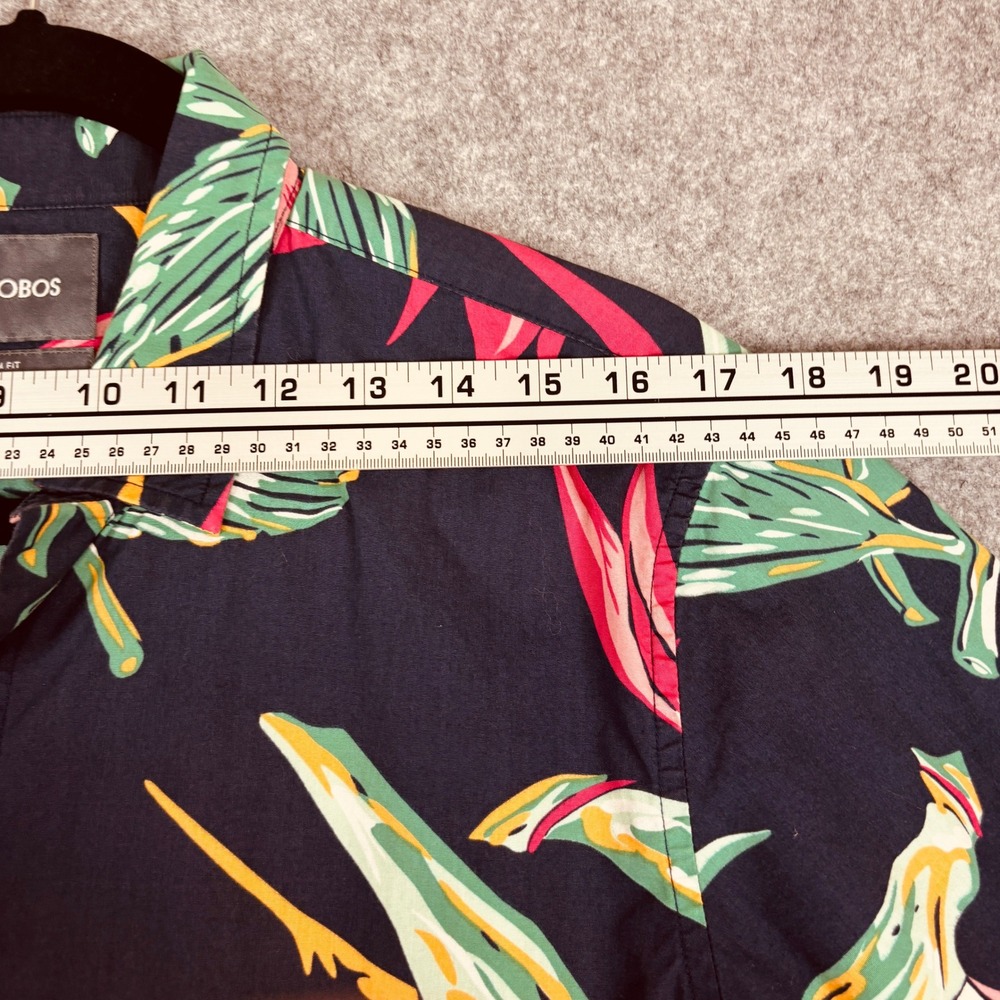 Bonobos Floral Button Down Shirt Mens Medium Navy Blue Slim Fit Short Sleeve - Picture 8 of 9